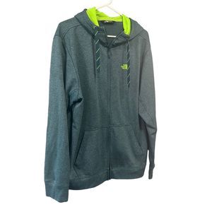 The north face green and lime green full zip hoodie mens size xl euc A4